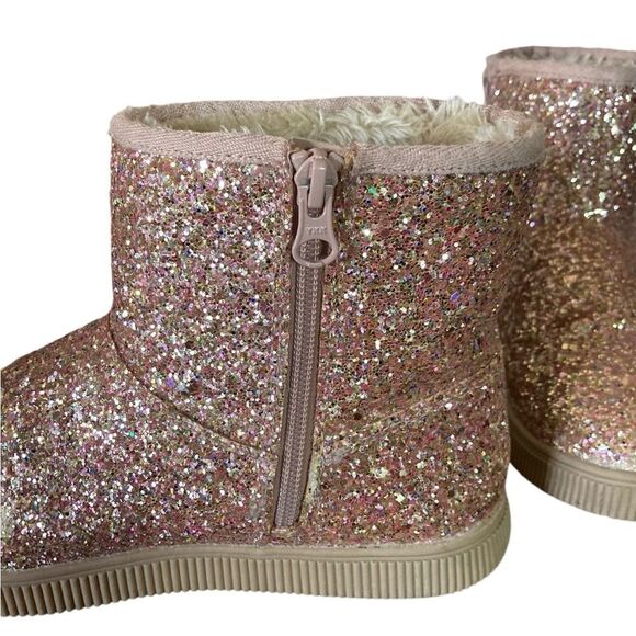 Cat & Jack Boots Girls Size 4 Ankle Gold Glitter - Picture 5 of 16